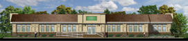Sample color elevation graphic of office building