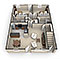 3D floor plan rendering of apartment